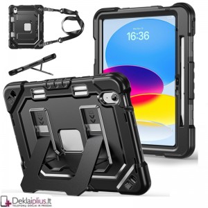 Smūgiams atsparus 360 dėklas su dirželiu (Apple Ipad 10.9 (2022)-Ipad 11 (2025)